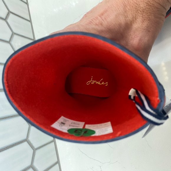 Joules Junior Roll Up Wellies - Navy Stripe Sz 13C - Rubber Rainboots Girls 13 - Picture 7 of 9